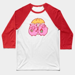 Pigs under a yellow umbrella Baseball T-Shirt